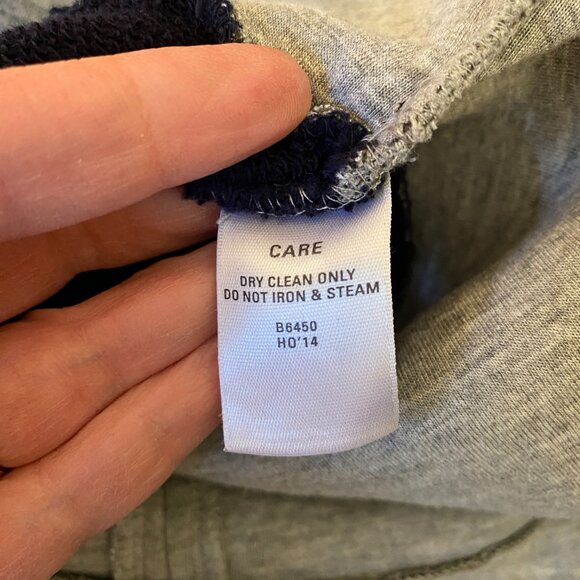 Madewell Sz Small V-neck Color-block Split-hem Sweatshirt Back Zip NavyBlue Gray - Picture 9 of 10